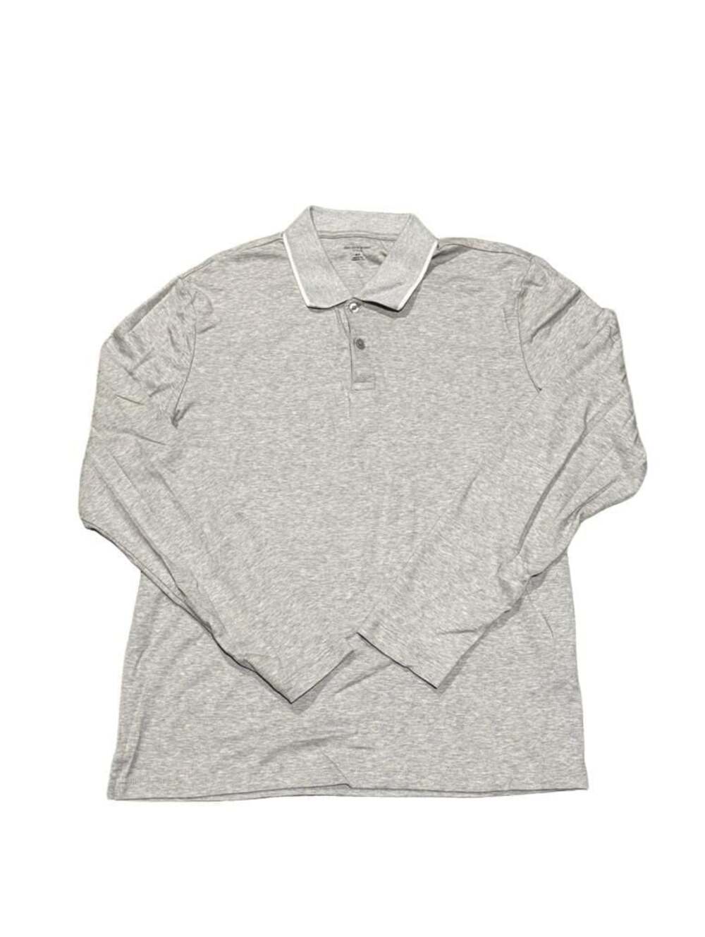 Saks Fifth Avenue Ultraluxe Men's Gray Long Sleeve Polo Shirt Size M